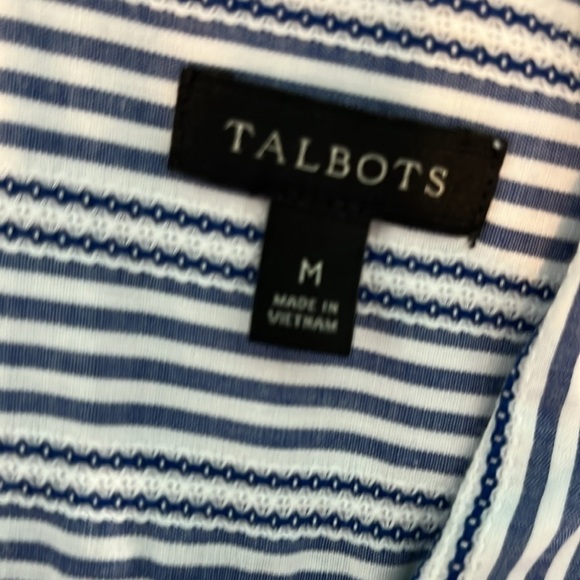 Talbots Casual Button Down Shirt Striped Collared Size Medium Cotton Blue White - Picture 7 of 9